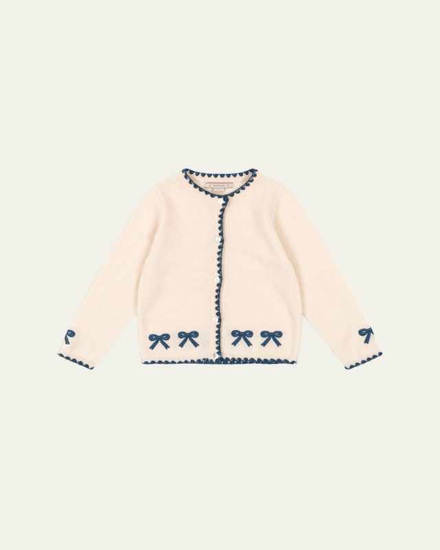 Girl's Collette Bow Knit Cardigan, Size 18M